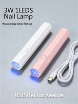 1pc Handheld Nail UV/LED Lamp โ 180mAh Battery Hybrid Light, Rechargeable USB Cordless Dryer for Gel Nails